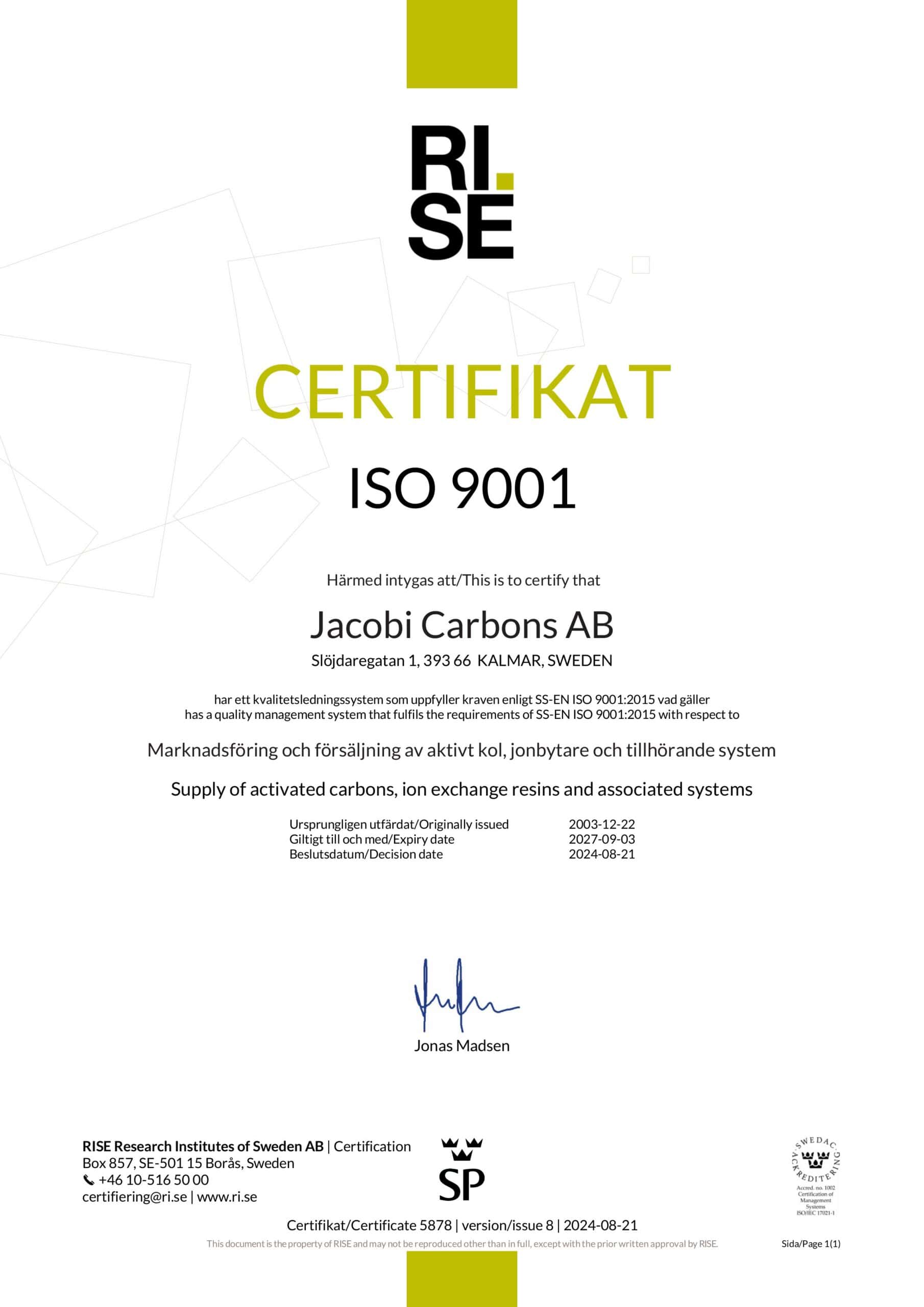 ISO 9001 2024 giấy chứng nhận hợp quy sản phẩm lọc nước theo quy định của tổng cục tiêu chuẩn đo lường chất lượng