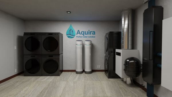 Cột lọc nước sinh hoạt biệt thự thường gồm vỏ composite, vật liệu lọc than hoạt tính, cát thạch anh, sỏi lọc và van điều khiển, xử lý nước đạt chuẩn cho cả gia đình.