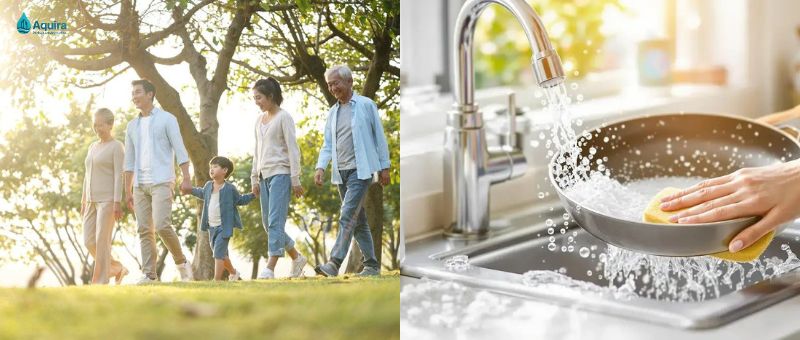Lắp đặt lọc tổng giúp bảo vệ sức khỏe, giảm hư hại thiết bị gia dụng, ngăn bám cặn đường ống và mang lại nguồn nước an toàn cho toàn bộ căn hộ.