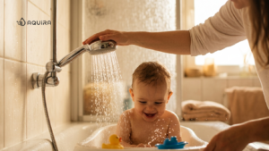 Thiết bị lọc Aquira bảo vệ làn da bé khỏi nước cứng