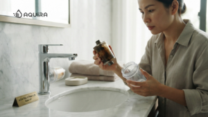Gia đình kiểm tra và thay lõi lọc đầu vòi tại điểm sử dụng