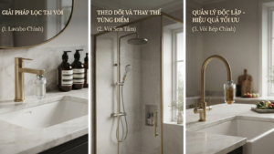 Nhiều thiết bị lọc nước đầu vòi tại các điểm sử dụng trong nhà